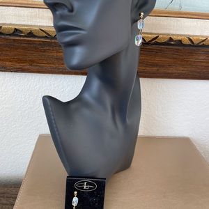 VTG Creation L Earrings Clear Aurora Borealis Germany Austrian? Crystals NEW